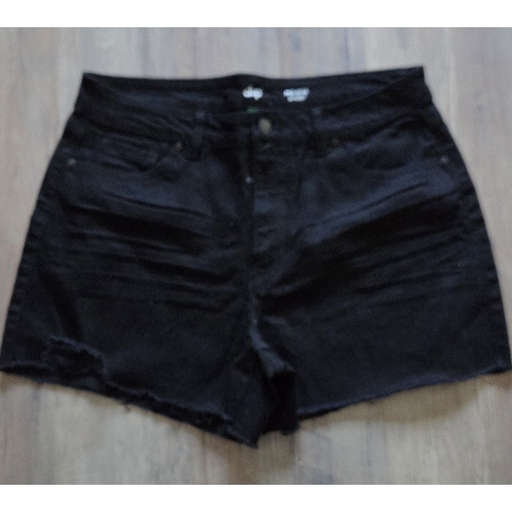 Dip Black Mid Rise Short Distressed Hem Shorts Women Size 14